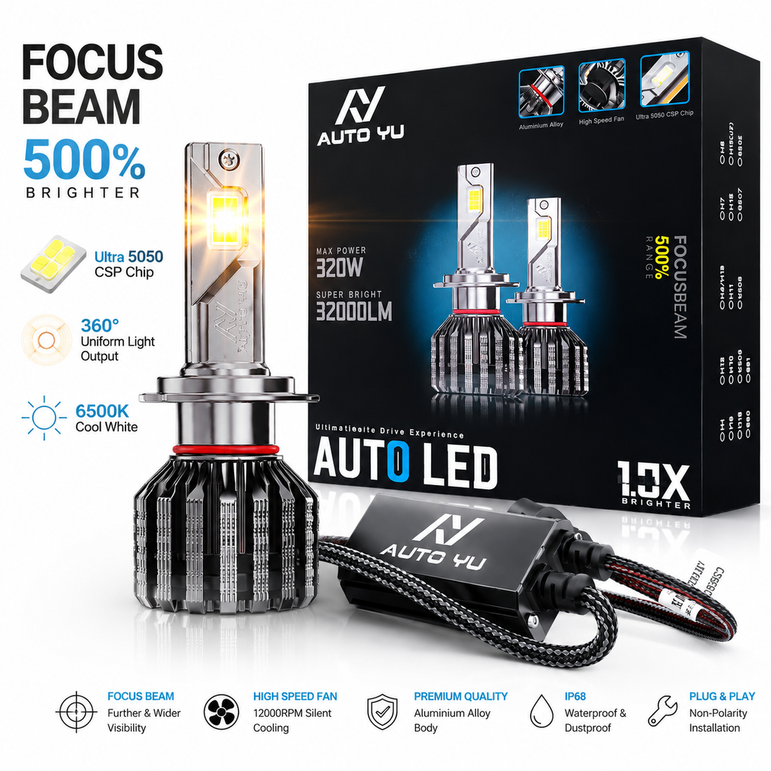Auto Yu 320W Car LED | 30000 Lumens | Two years on-site complete Warranty