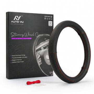AUTO YU Hand-Stitched Artificial Leather Steering Wheel Cover with Needle & Thread